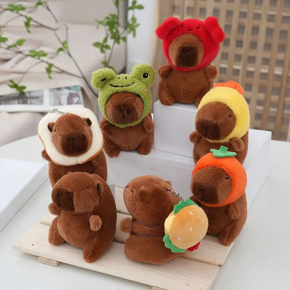 Multicolor Plush Capybara Keychain Cartoon Capybara Stuffed Animals Fluffty Animal Doll Cute Toy Guinea Pig