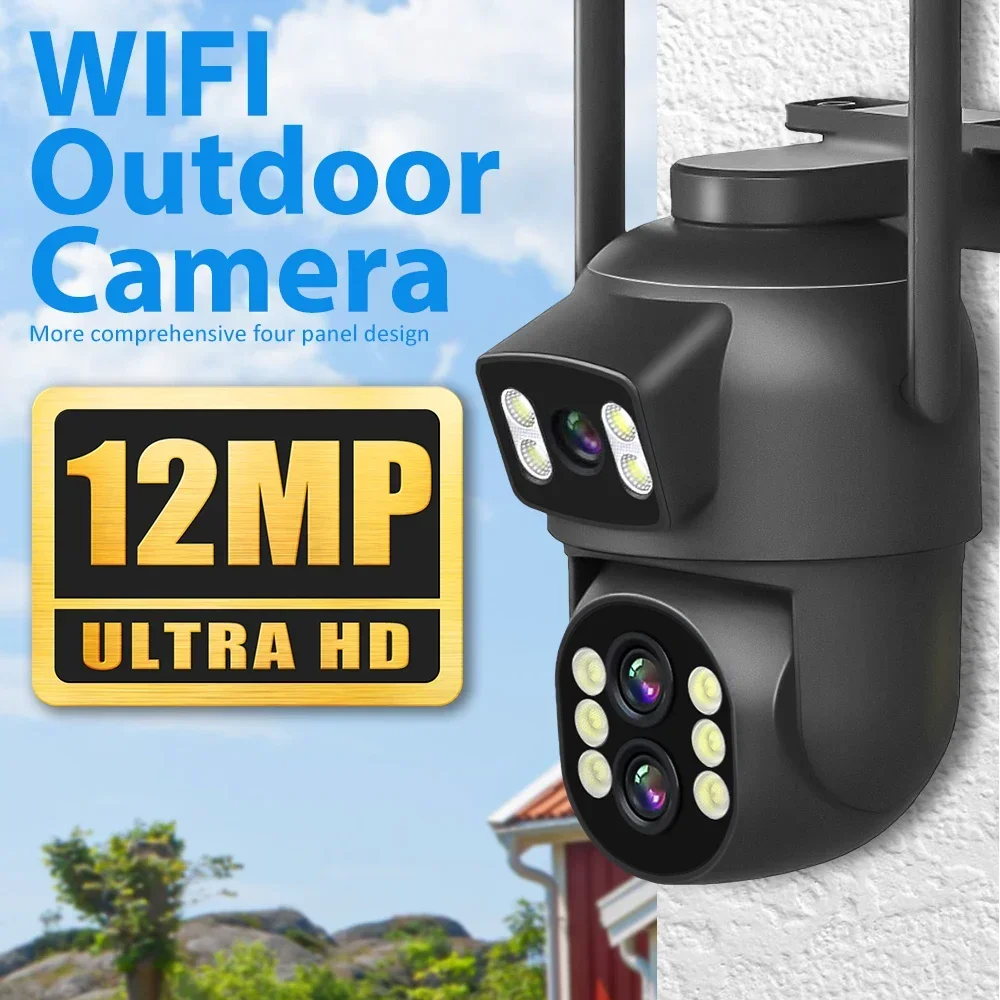 camera wifi de visao noturna ao ar livre cctv tela dupla ai automaticamente protecao de seguranca monitoramento 6mp 12mp zoom 10x 01