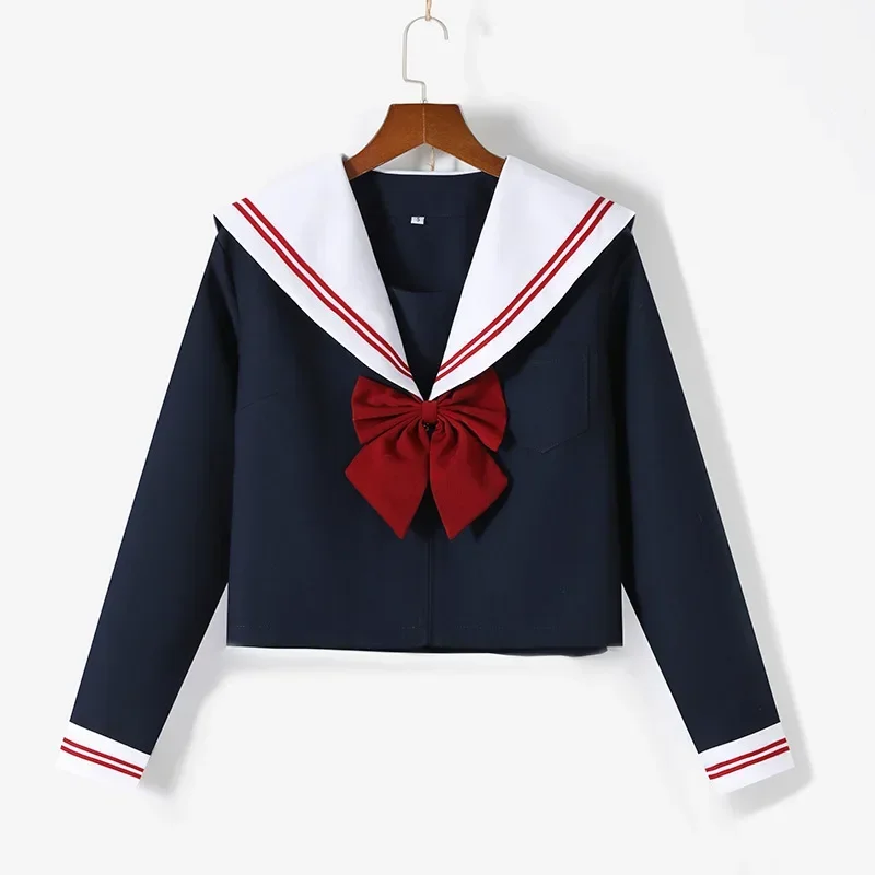 School Uniform Dress Cosplay Costume Japan Anime Girl Japanese Schoolgirls Sailor Top Tie Pleated Skirt Outfit Women