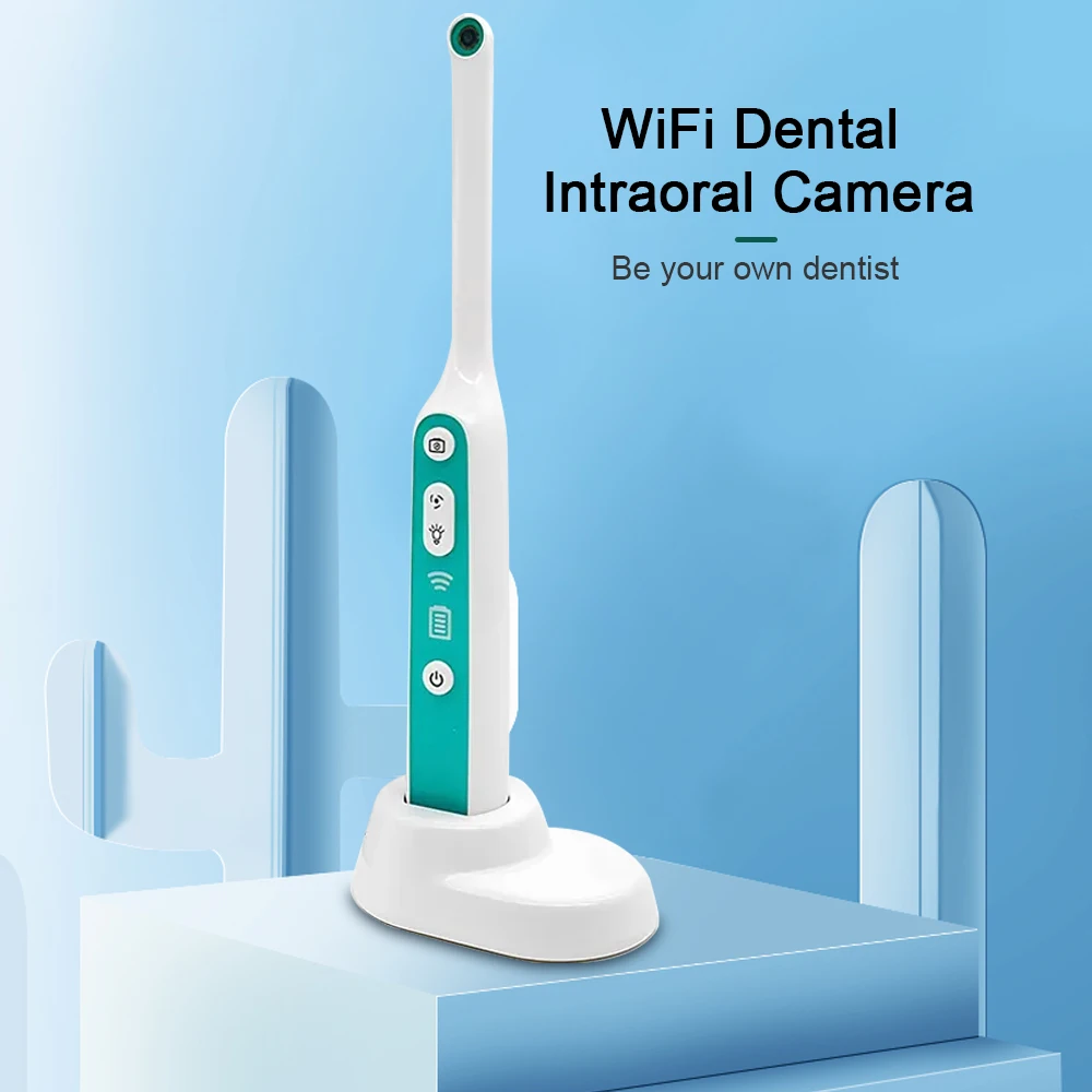 Tandheelkundige Wifi Intraoral Camera Led Met Mobiele Telefoon Draadloze Blue Tooth Verbinding 8 Leds Lamp Intraoral Camera Met Hd-Display