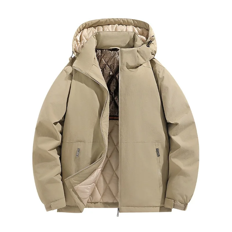 Men Detachable Hooded Quilted Jacket Graphene Warm Liner Casual Winter Coat For Big And Tall Men