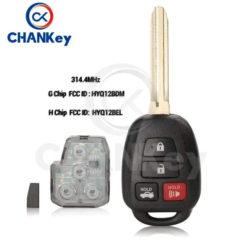 CHANKey HYQ12BDM 314.4Mhz Remote Key G/ H Chip For Toyota Camry Corolla 2012-2017 HYQ12BEL No Mark