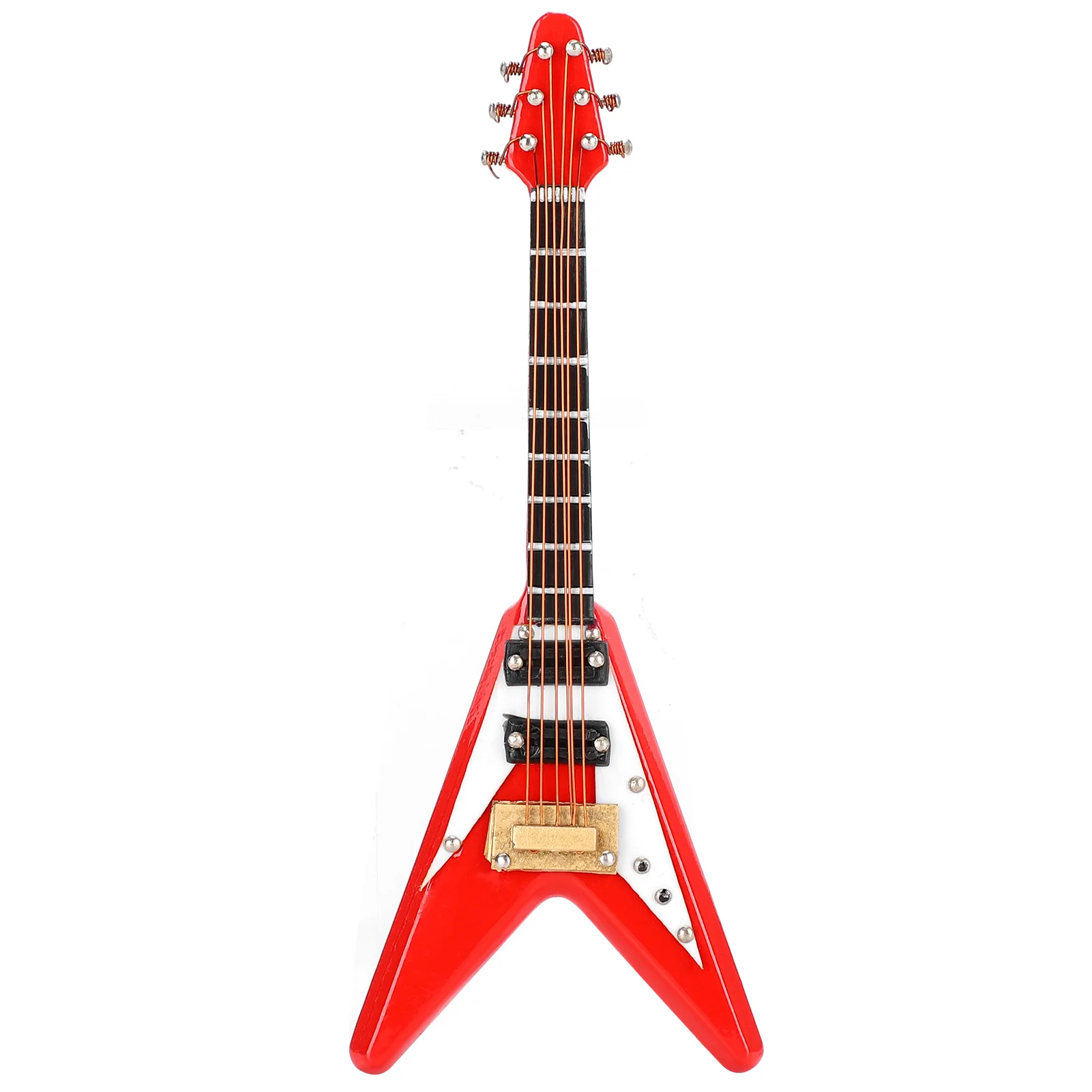 

10cm Red V-Shaped Guitar Miniature Decoration Mini Musical Instrument Model Ornaments Gift For Music Lovers