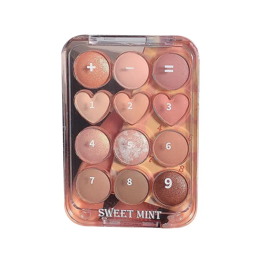 Twelve Color Love Eye Shadow Disc Multi-function Nude Low Love Fine Eye Flash Shadow Student Saturation P7J8