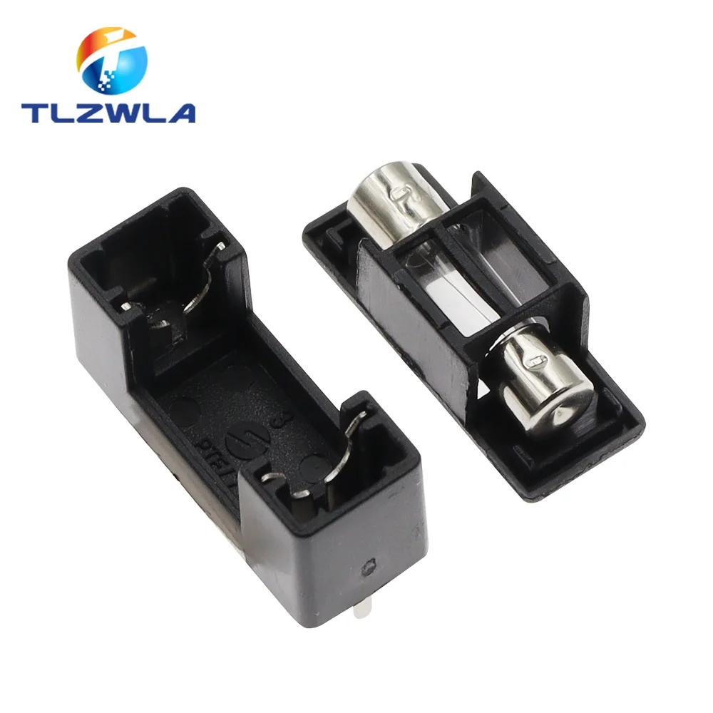 10PCS 5*20MM Fuse Holder 6A250V Gray Holder With Gray Cover Fuse Blocks PCB Panel Mounting Fuse Boxes