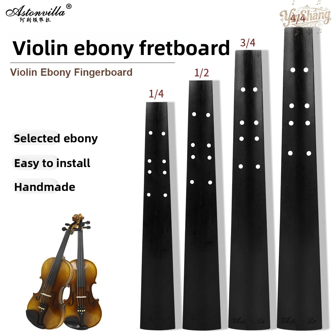 

Violin Fingerboard, Violin Neck, Handmade Violin-Specific Ebony Fingerboard, Violin Accessories
