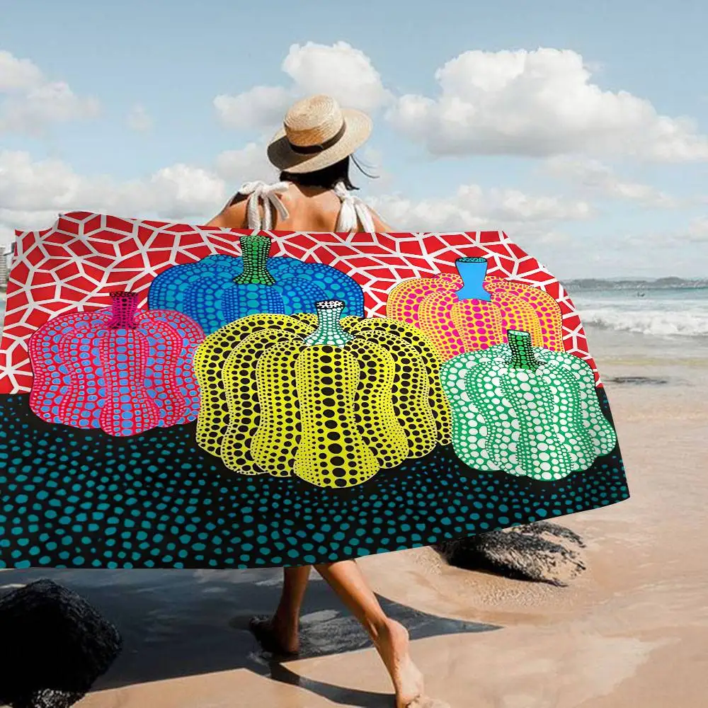 Interesting art K-KusamaS Yayoi artist Big Microfiber Beach Towels Quick Dry Towel Sand Beach Towels Pool Towel for Travel Swim