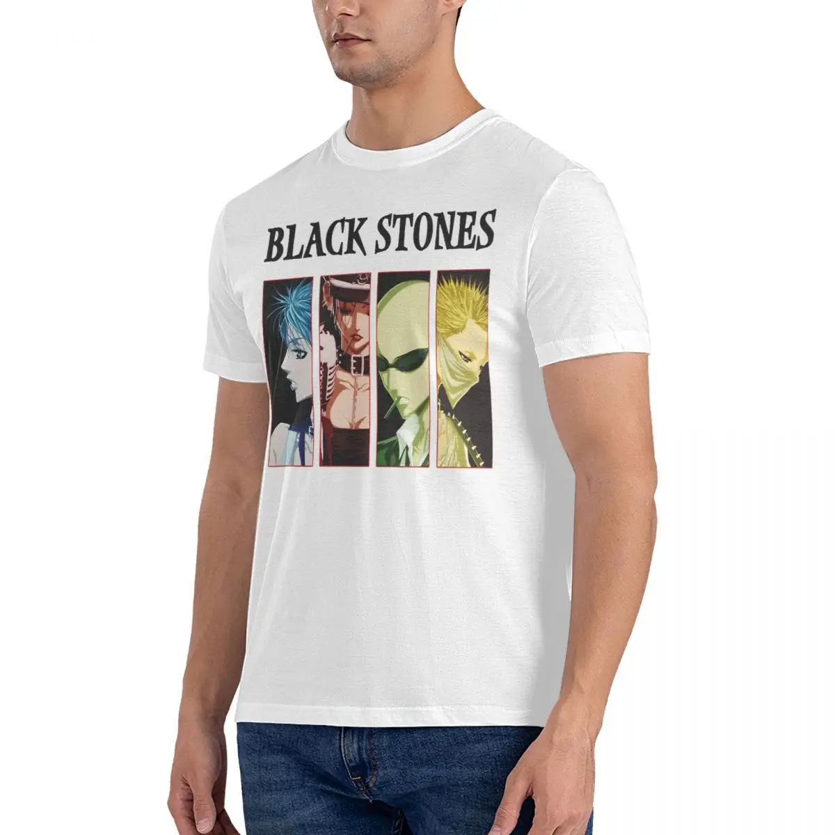 Nana Anime Black Stones Men's graphic T Shirt Black Stones Novelty T Short Sleeve Round T-Shirts Cotton New Arrival Tops fugees