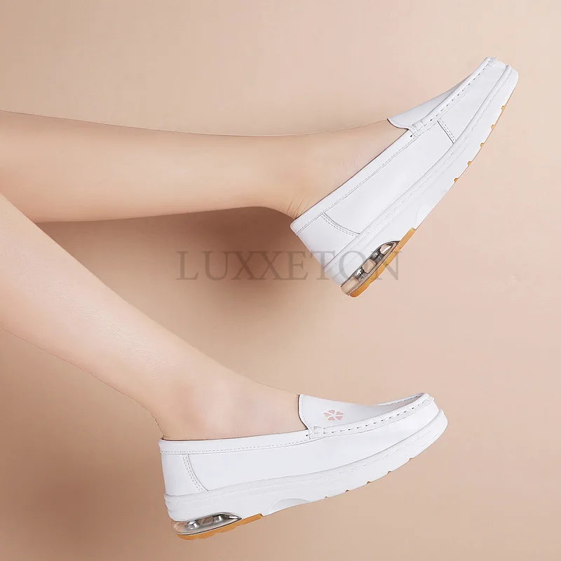 Female Nurse Shoes Fashionable White Shoes Comfortable Thick Soled Women Sports Shoe Spring New Slip on Flat Casual Shoe