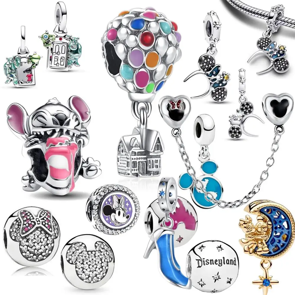 

MINISO 925 Disney Hot Air Balloon Stars And Moon Charm Of Ley Chain Bead Fit Original Bracelet DIY Ladies Jewelry