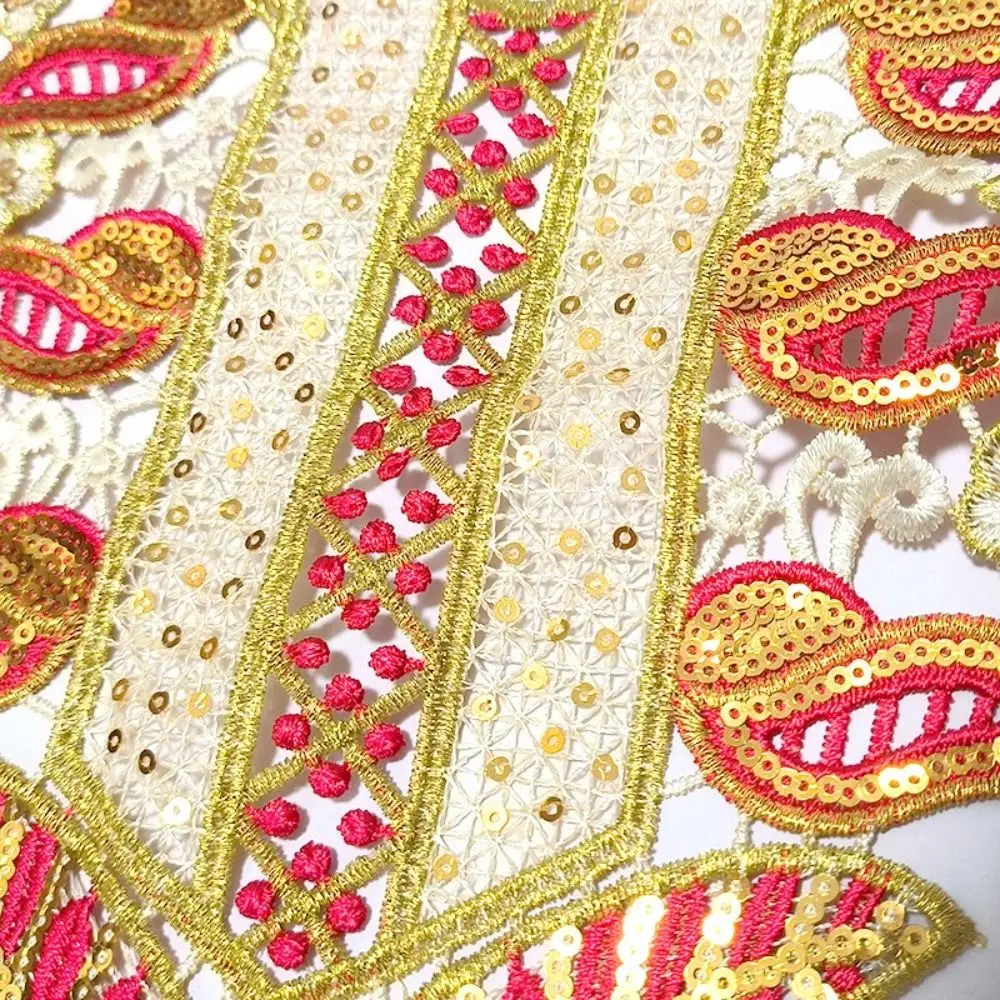 Colourful Embroidery Embroidery Collar Sequins Fabric Water-soluble Lace Fake Collar Guipure Lace Colour Embroidered