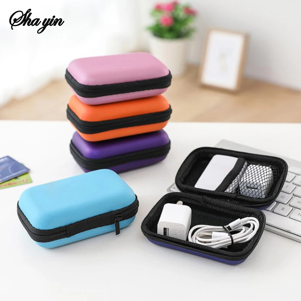 1PC Black Travel Data Cable Storage Bag Phone Cable Headphone Organizer Change Zipper Coin Purse - Compact Portable Cord Holder