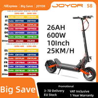 JOYOR S8 Electric Scooter, 600W Motor, 48V 26AH Battery, 10 Inch Tires, 25km/h Max Speed, 90km Range, Dual Mechanical Disc Brake