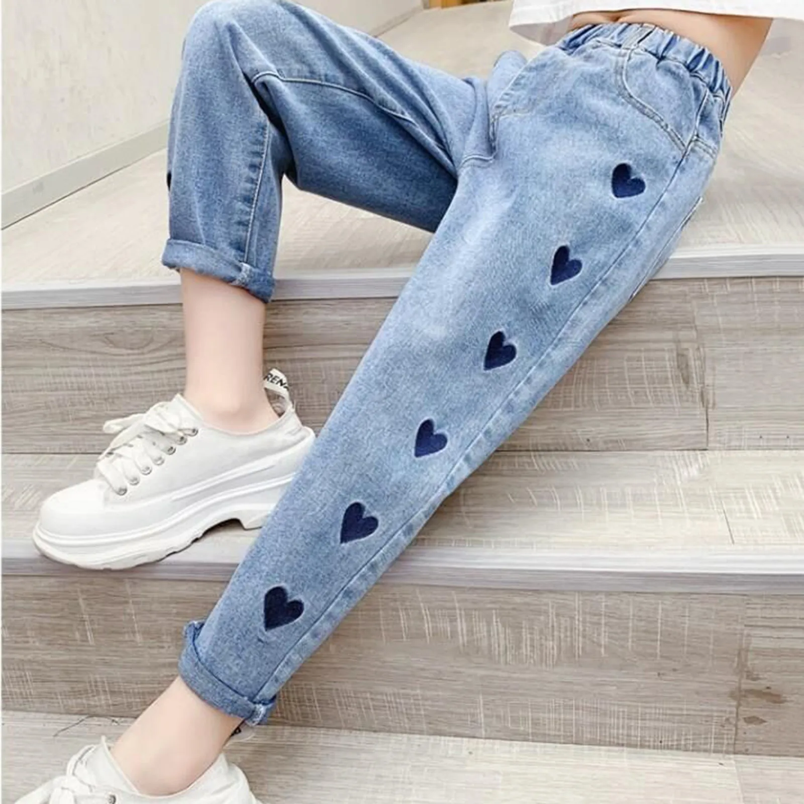 Casual Kids Baby Girls Cowboy Pants Spring Autumn Baby Girls Printing Jeans Kids Girls Children Clothing Kids Baby Girl Jeans