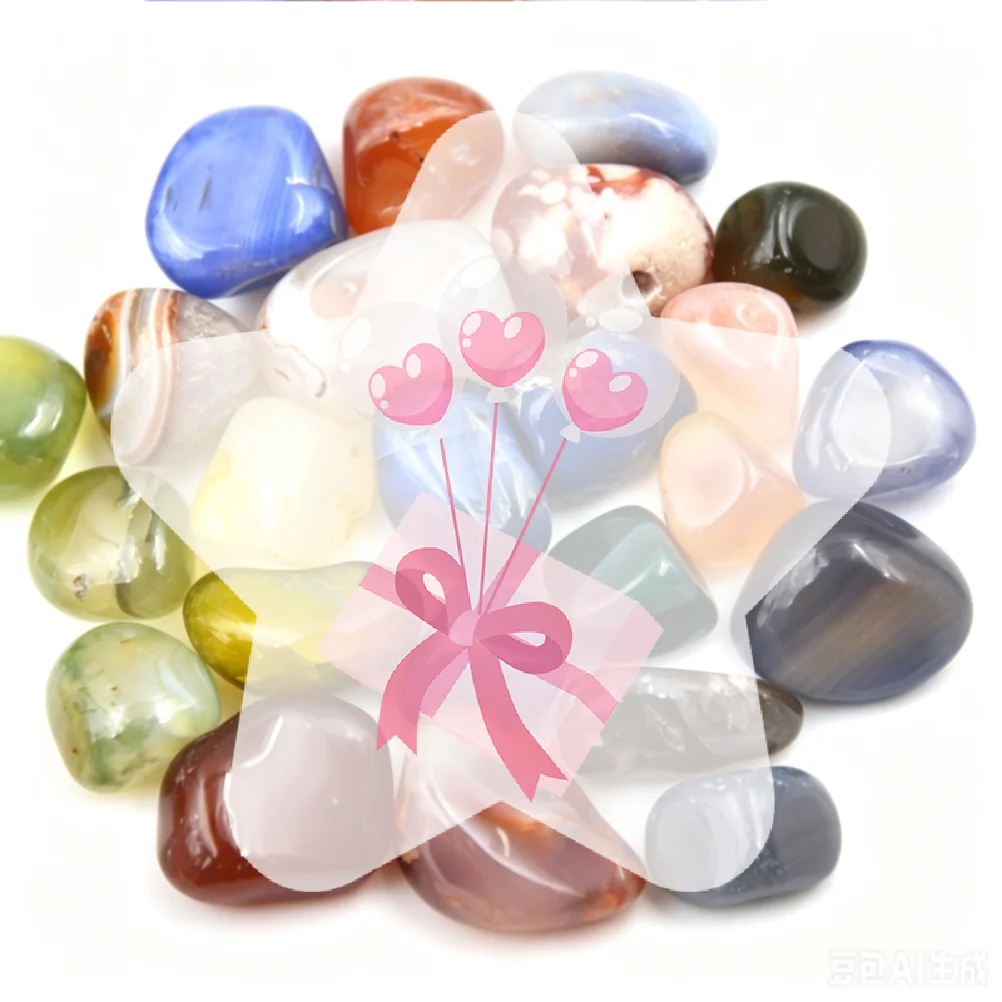 50g Mixed Colors Natural Agate Stones Gemstone Rock Tumble Stone 20mm Decoration