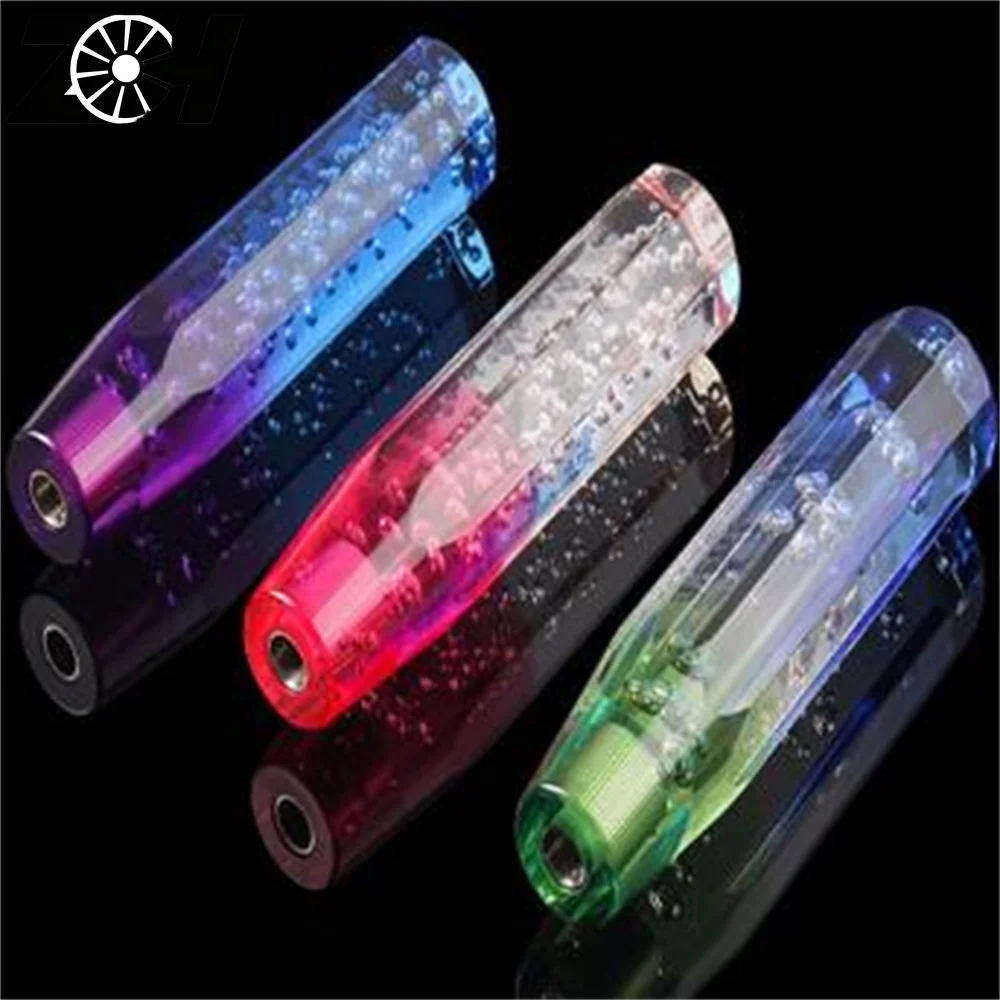 New 15cm Shift Knob Universal Crystal Bubble Gear Shift Knob Colorful Cool LED Light Fit For Honda Toyota Nissan Mitsubishi Ford