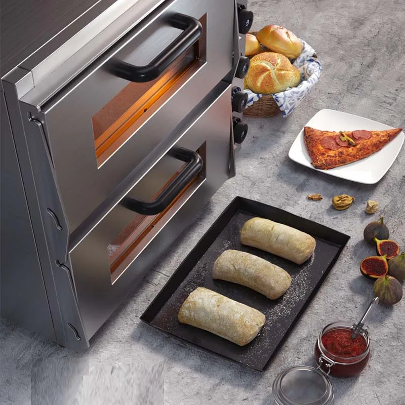 Attrezzatura per la cottura della cucina in acciaio inossidabile a doppio piano con forno per pizza elettrico commerciale