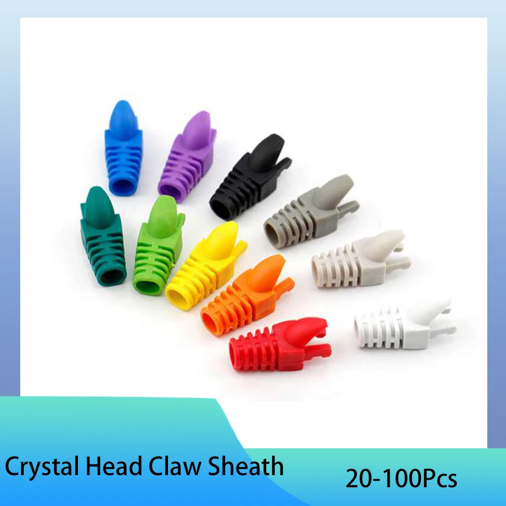 20-100Pcs CAT6 RJ45 Ethernet Network Cable Crystal Head Sheath Adapter Cap Multicolour Cable Connector Plug Cover