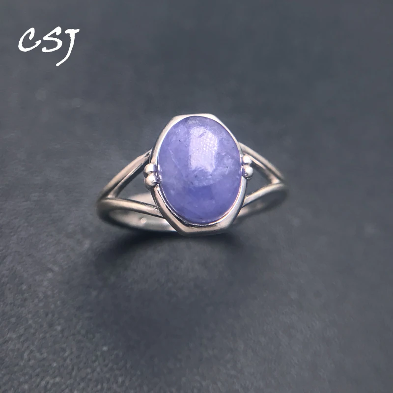 Natural Tanzanite Sterling 925 Silver Ring Genuine Gemstone Oval 7*9mm Classic Wedding Party Fine Jewelry for Women Gifts