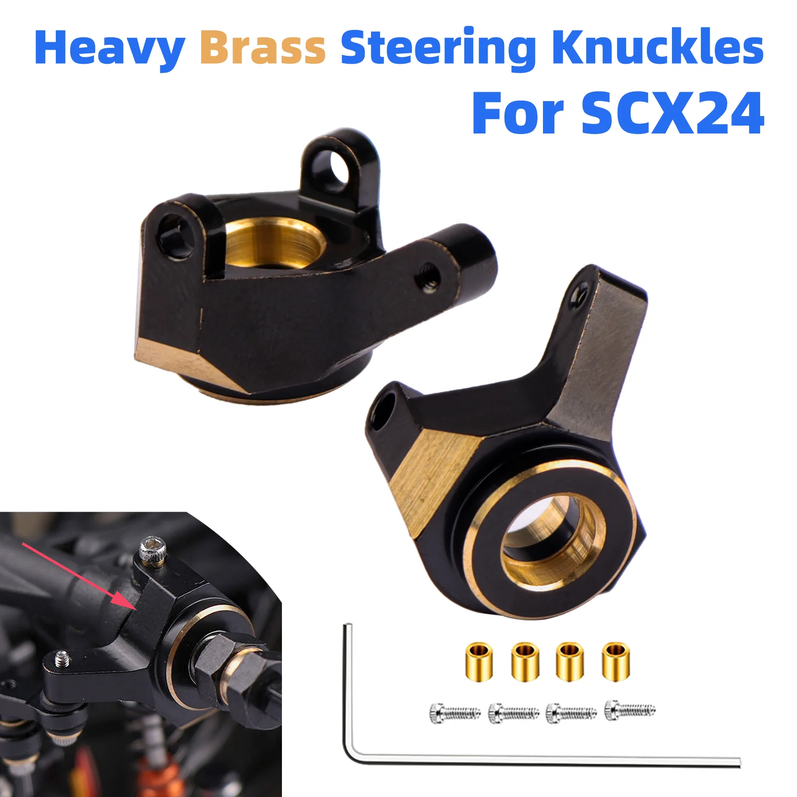 Acekeeps 15.6g 7.8g Brass Steering Knuckles for Axial SCX24 90081 1/24 RC Crawler Nickel Plated fits Deadbolt C10 Bronco JLU