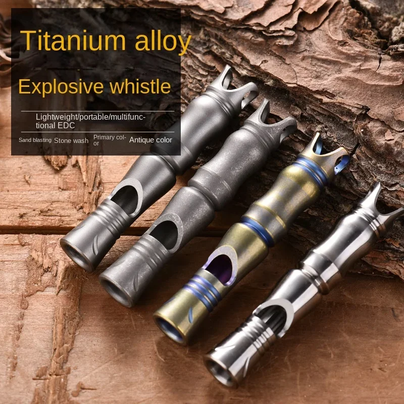 

Outdoor survival titanium alloy portable single tube high pitch frequency high decibel metal whistle tide brand jewelry