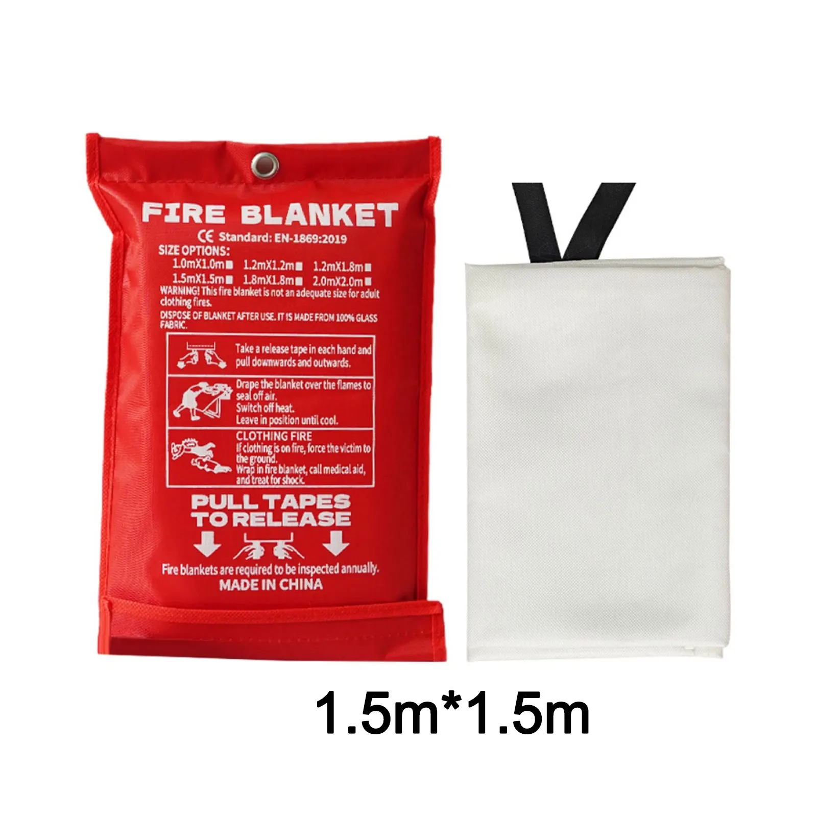 Glass Fiber Fire Blanket Portable for Instant Fire Extinguishing Safe Use in Kitchen Electrical Fires 1m 1 5m 1 8m 2m Size