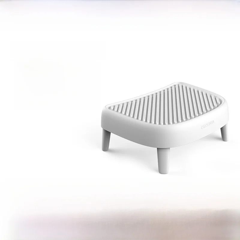 bac-a-litiere-automatique-intelligent-semi-ferme-blanc-grand-format-portable-avec-fonction-de-controle-du-niveau-de-sable-et-pedale-de-reglage-de-la-hauteur-adapte-aux-chats-corpulents