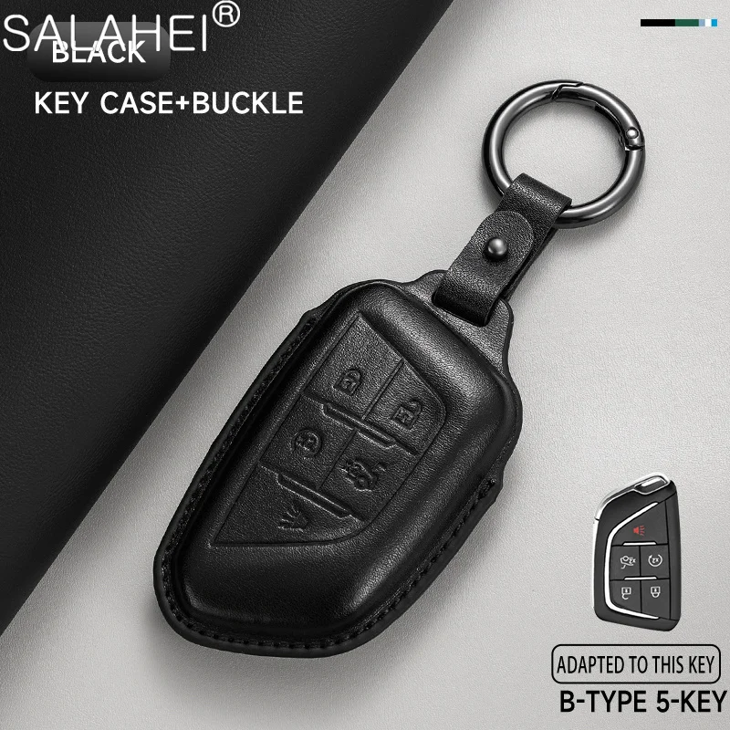 

Leather Car Key Case Cover Shell Holder For Cadillac GMC ATS CT6 CTS DTS XT5 Escalade ESV SRX STS XTS ELR 2014 - 2018 Accessory