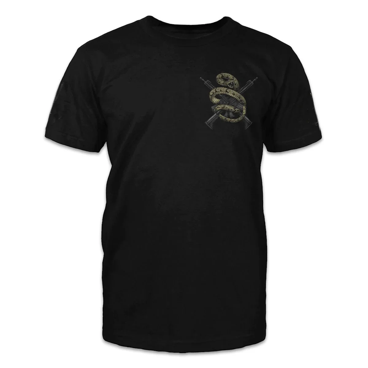 Cotton Short Sleeve Mens T Shirt Who's Gonna Stop Me Nobody! Novel Unique Rattlesnakes Entwined Crossed Rifles Printed T-Shirt