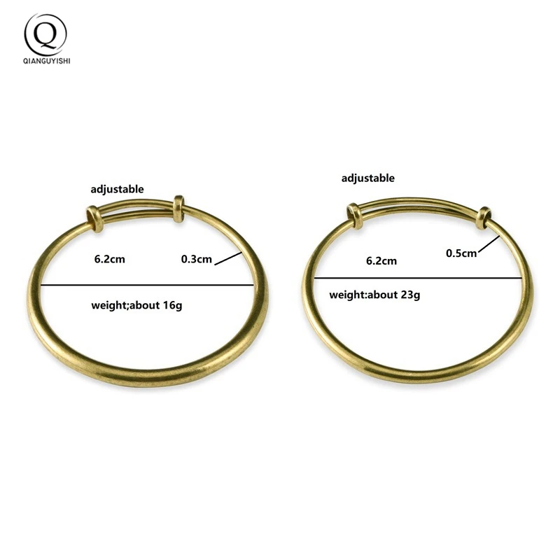 Vintage Fashion Brass Bangles For Women Plain smooth Cuff Bangles Couple Jewelry Christmas Gift European Girl Bracelets