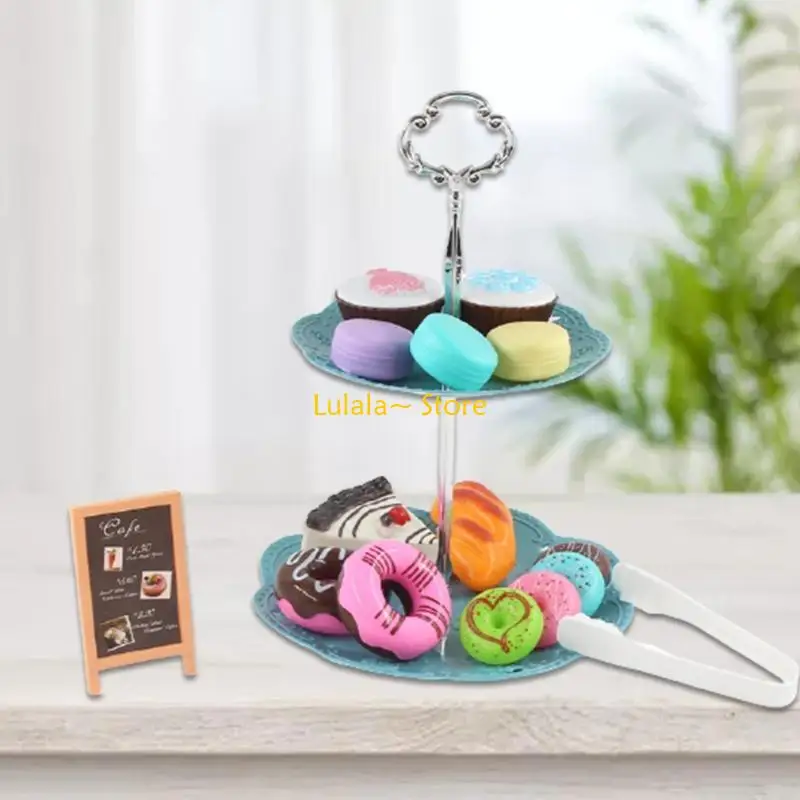 Y4QA طقم شاي ألعاب التظاهر للعب الحلوى ولعبة صانع القهوة للأعمار 3 4 5 6 7 8 داخلي وخارجي للأطفال الصغار