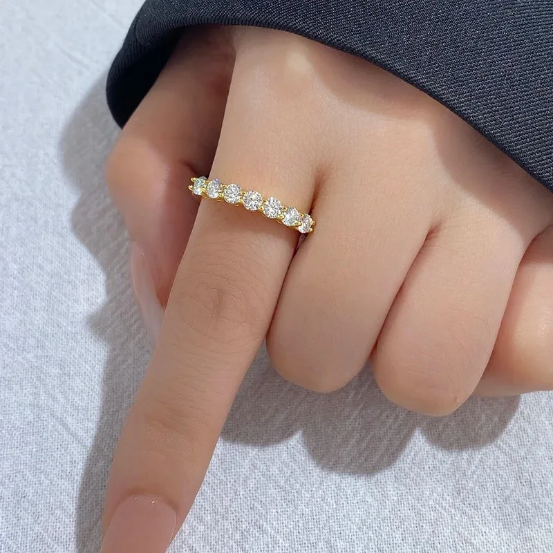 Gra echte Moissan ite Ring Sterling Silber Diamant Ewigkeit Band Verlobung Eheringe für Frauen Luxus Qualität Schmuck – Detail 13