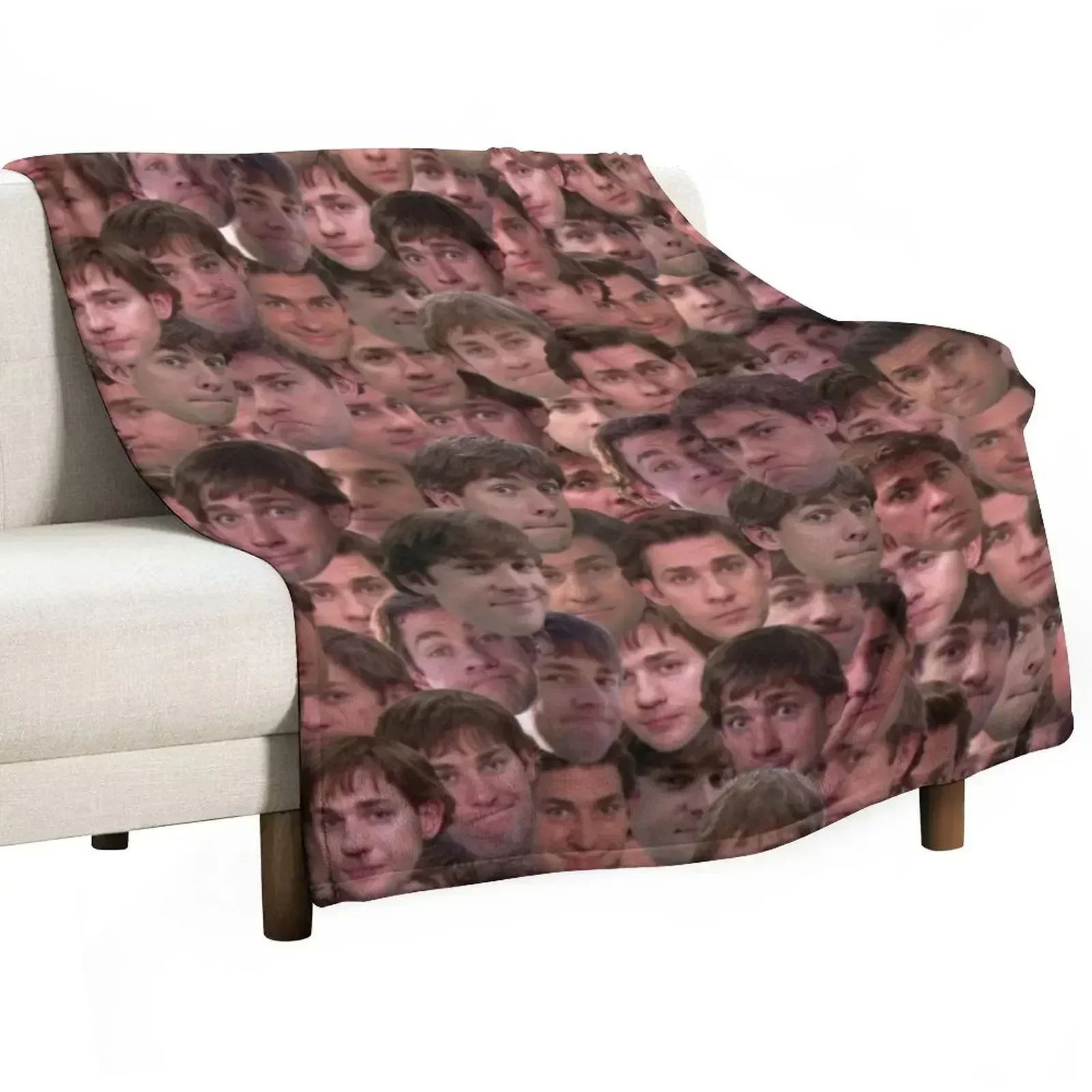 The Many Faces of Jim Halpert - Mashup Throw Blanket Decorative Beds blankets ands Blankets