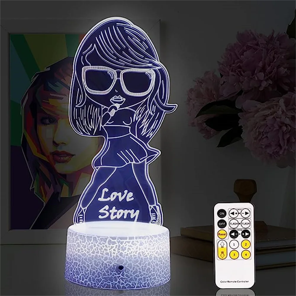 TS światło nocne iluzja 3D lampa stołowa na impreza muzyczna zaopatruje fanów Merch lampka nocna z pamiątką na prezent zmienia kolor