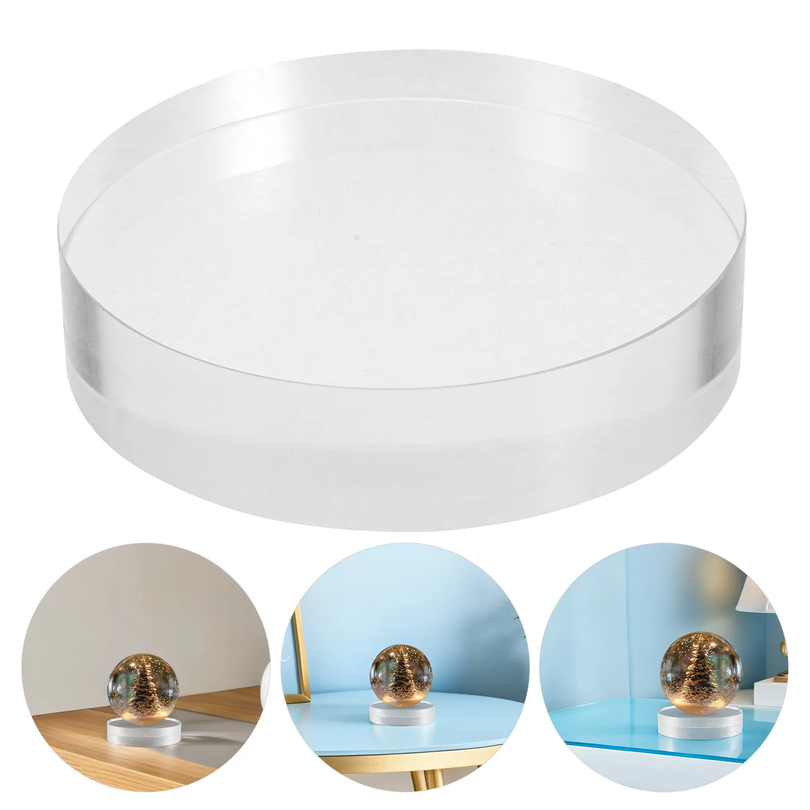 2Pcs Clear Crystal Round Paperweight Elegant Glass Desktop Ornament Stable Base Decorative Paper Weights for Office Desk Study