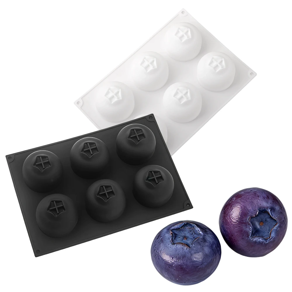 6 Cavity Blueberry Mousse Cake Mold Fruit Shaped Dessert Mold Silicone Baking Mold for Chocolate Pudding