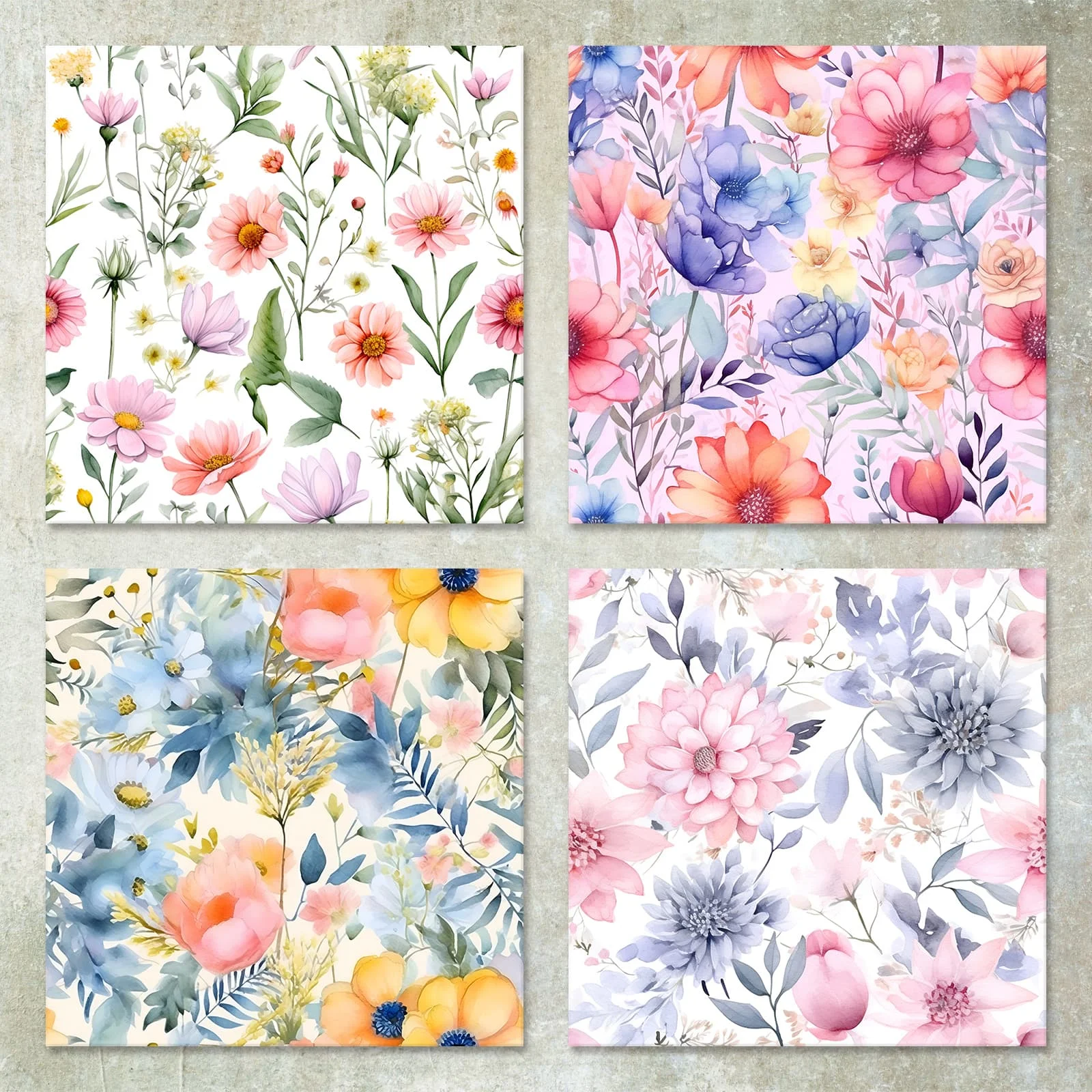 36 Sheets 6inch (Colorful Flower Background) Clipping Thin Paper For Bullet Diary, Junk Magazine, Greeting Card Backg