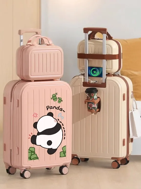 2026-new-lightweight-multi-function-luggage-small-travel-suitcase-for-men-and-women-student-password-lock-cartoon-style