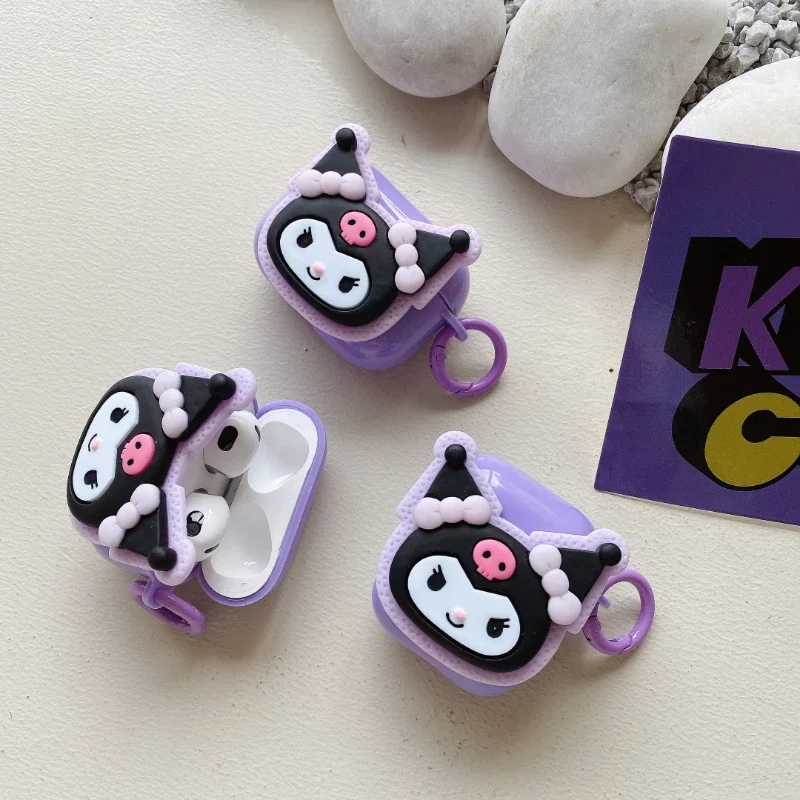 Cute cartoon Sanrio Kuromi etui ochronne na AirPods 1/2 Pro, 3, i Pro2 wygodne do przenoszenia