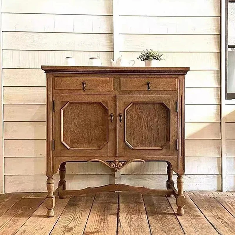 American retro medieval old decorative cabinet pastoral country storage French dish storage tea cabinet side cabinet