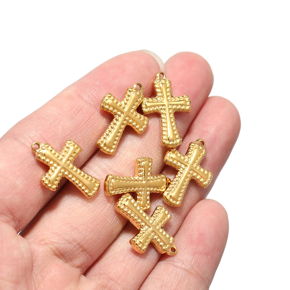 5 Stück Edelstahl-Guss-Kreuzanhänger für DIY Religiösen Schmuck, Vintage-Halsketten, Choker-Zubehör – Detail 4