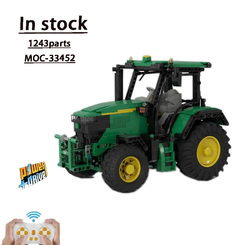 MOC-33452 Green Agricultural Tractor Assembly Splicing Building Blocks Model MOC Creative Building Blocks Kids Toys Gifts