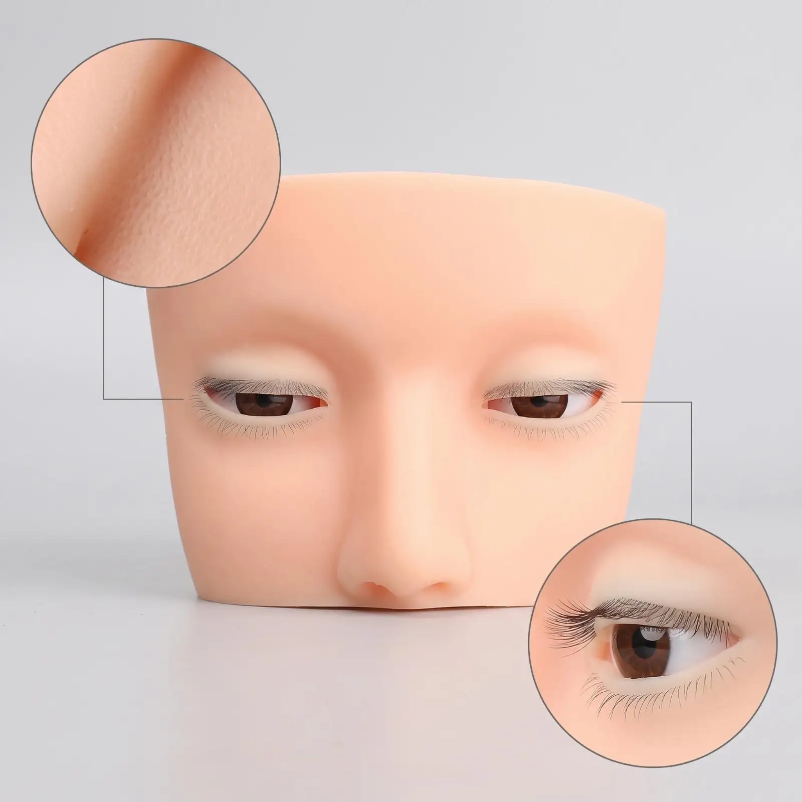 Lash Mannequin Head with Eyelids Silicone Eyelash Practice Head Eyelash Extension Mannequin Realistic 3D