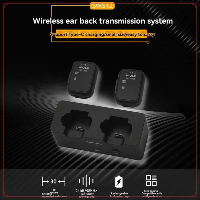 M-VAVE WP12 oorretourmonitorsysteem Draadloze audiozender Ontvanger Draagbare draadloze monitoring Oorretour