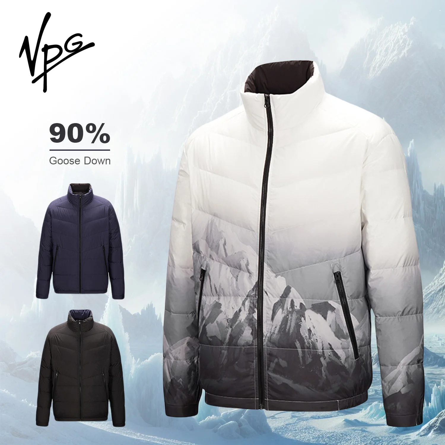 VPG Short Down Jacket Mens Winter Coats Men Winter Jacket Windproof Lightweight Mens Coat Winter Warm Travel Camping Overcoat