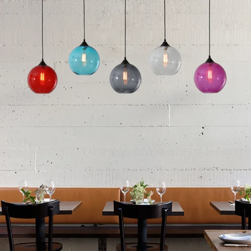 

Nordic restaurant small chandelier colorful goldfish bowl glass chandelier modern minimalist bar cafe creative lighting