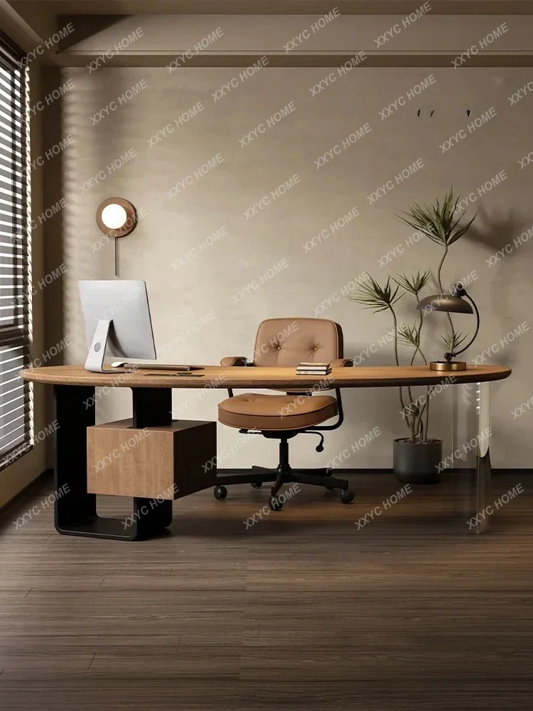 

A Solid Wood Computer Desk Boss Desk Office Workbench Home Desk Medium Antique High Sense