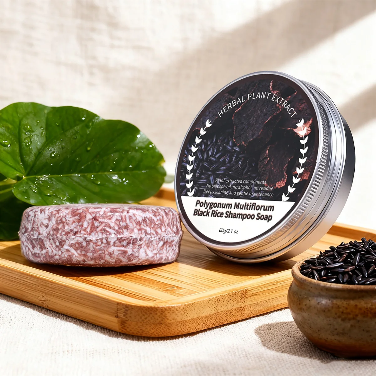 Natural Plant Polygonum Multiflorum Organic Shampoo and Hair Care Soap Rice Water Soap Solid Shampoo Bar