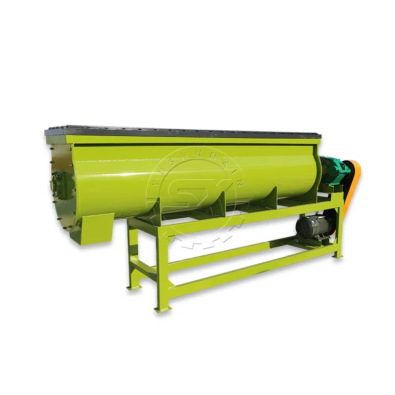 1-3 ton per hour cow dung manure crushing machine by organic fertilizer single shaft mixer