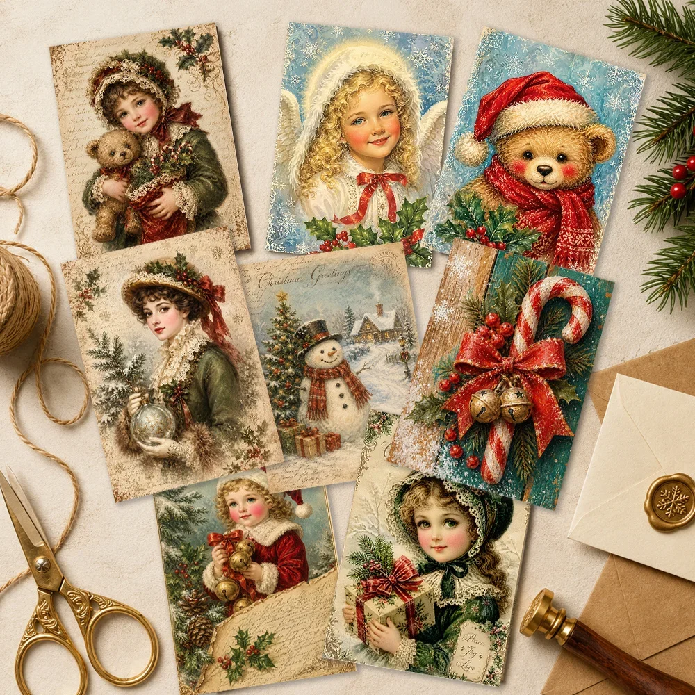 32 Stück, Vintage-Retro-Weihnachtspostkarten, Wandaufkleber, Versandkarten, Grußkarten, DIY-Postkarten, Gedenkpostkarten